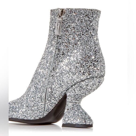 Salvatore Ferragamo Glitter Sculptural-Heel Zip Booties, New, Size 10 - Picture 5 of 16